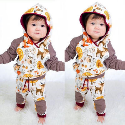 

Animals Infant Kids Baby Boy Girl Top Hoodie T-shirt Pants Outfits Clothes Set