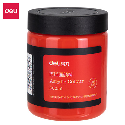 

Deli deli 300ml art painting acrylic paint hand-painted wall painting acrylic paint large bottle outdoor painted textile pigment 73875 Zhu Hong