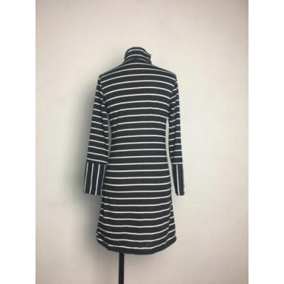 

New Autumn Fashion Womens Long Sleeve Roll Neck Stripped Print High-Necked Dress