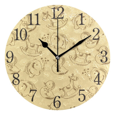 

Wall Clock Duck And Elephant Round Wall Clock Arabic Numerals Design