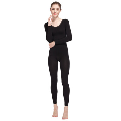 

Anjiji Nanjiren round neck ladies net color body underwear body shaping Qiuyi Qiuku womens suit ladies - pink