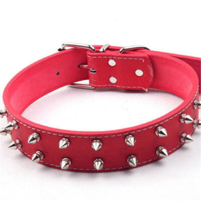

Medium Large Dog Collar Leather Pitbull Rivet Spiked Studded Pet Collar Mastiff