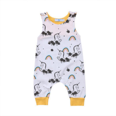 

Cute Baby Boy Girl Unicorn Romper Sleeveless Outfits Jumpsuit Clothes Bodysuit