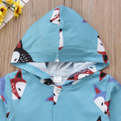 

USA Newborn Baby Girl Boys Long Sleeve Romper Hooded Jumpsuit Outfit Clothes