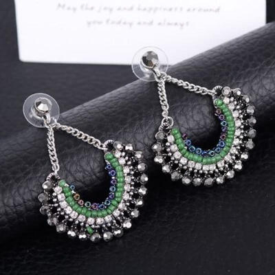 

Women Vintage Bohemian Boho Charm Alloy Carved Flower Punk Dangle Earrings Gift