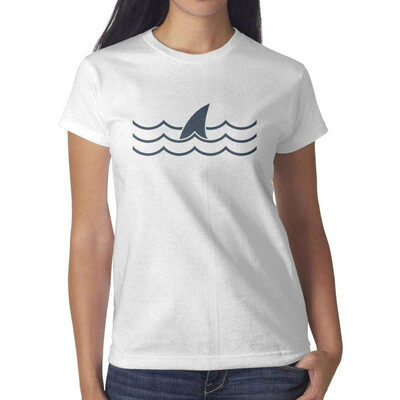 

Funny Black Geometric Shark Pretty Women White T-Shirt Cotton Fashion T-Shirts