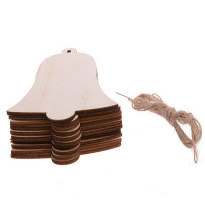 

UpperX 10pcs Wooden Hanging Pendants Christmas Tree Ornaments Home Decoration Christmas Bells Style