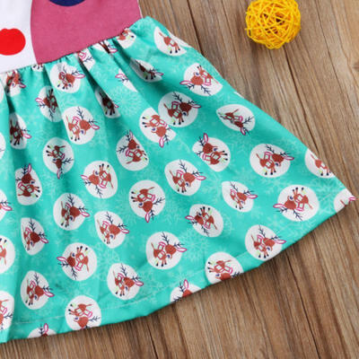 

Pattern Deer Baby Girl Dress Toddler Kids Strap Cartoon Dress Xmas Party Clothes