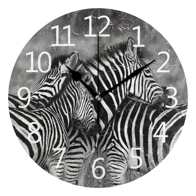 

Wall Clock Arabic Numerals Design Black Zebra Round