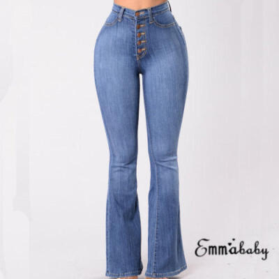 

Womens Vintage High Waist Flared Bell Bottom Jeans Trousers Denim Skinny Pants