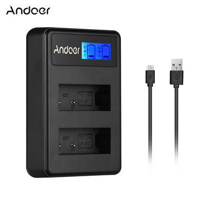 

Andoer LCD2-LPE17 Compact Dual Channel LCD Camera Battery Charger USB Input LCD Display for Canon LP-E17 Camera Battery for Canon