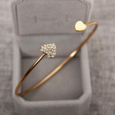 

Heart Shape Cystal Women Bracelet& Bangles GoldSilver Color