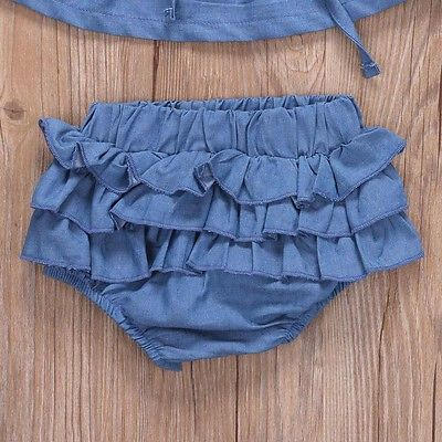 

Newborn Baby Girls Off Shoulder Denim Tops Shorts Dress Outfits Summer Clothes