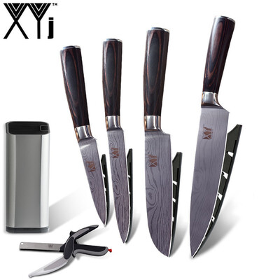 

XYj Damascus Veins Stainless Steel Kitchen Cooking Knife SetKitchen Knife Accessories Tools 6 piece set