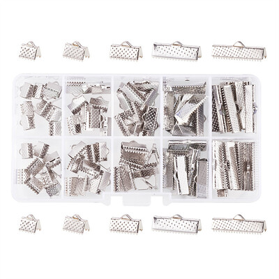 

PH PANDAHALL 1 Box Iron Ribbon Ends Sets for DIY Jewelry Making