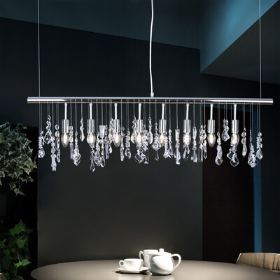 

LAZADA Modern Pendant Light Crystal Metal Chrome Lamp for Dinning Room Living Room