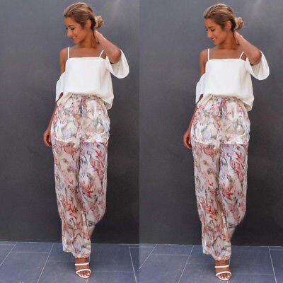 

Fashion Women Casual Long Loose Chiffon Pants Pleated Wide-leg Culottes Trousers