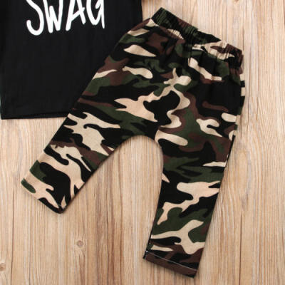 

Casual Toddler Kids Boys SWAG Tops T-shirt Camo Pants 2Pcs Outfits Set 1-6Yrs