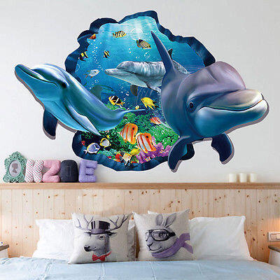 

3D Ocean Dolphin Removable Vinyl Decal Wall Sticker Art Mural Room Decor New