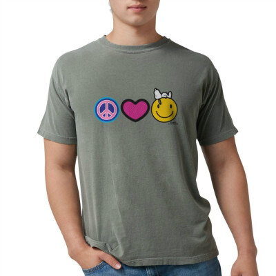 

CafePress - Peanuts Peace Love Snoopy Mens Comfort Colors Shir - Mens Comfort Colors Shirt