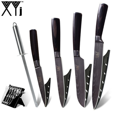 

XYj Knife Holder Japanese Stainless Steel Kitchen Knife 8" 7" 5" 35" Fruit Knife Sharpener Bar Kitchen Tools