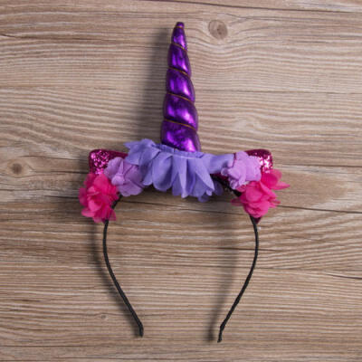 

AU Stock Magical Unicorn Horn Flower Head Party Kids Headband Fancy Dress Gifts