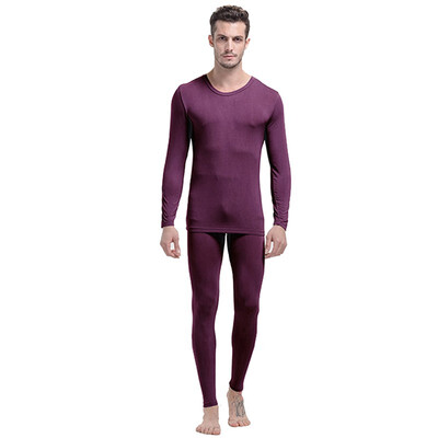 

Men Winter Thermal Underwear Suit Comfortable High quality Circular Collar Pure Color Warm Clothing Sets