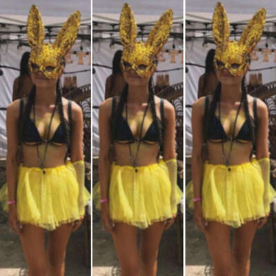 

Sexy Rabbit Ears Mask Bunny Girl Face Mask Prom Party Masquerade Costume Flowery