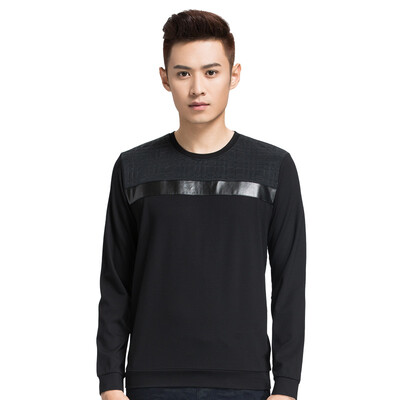 

Qipai (SEVEN) Men's T-shirt male patch stitching long-sleeved t-shirt 111T58020 58 dark blue 165