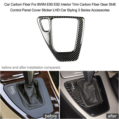 

Car Carbon Fiber For BWM E90 E92 Interior Trim Carbon Fiber Gear Shift Control Panel Cover Sticker LHD Car Styling 3 Series Access