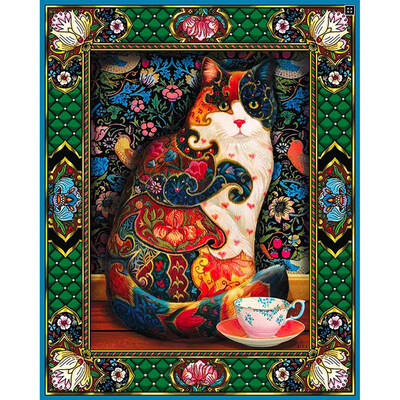 

UpperX DIY Diamond Painting Cross Stitch Flowers 5D Needlework Mosaic Full Drill Icon Diamond Embroidery Cat Decor 20x25cm