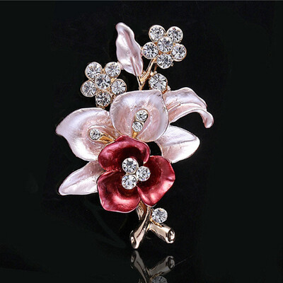 

3D Creative Women Diamond-encrusted Flowers Brooch Pin Shiny Rhinestone Brooch Party Jewelry
