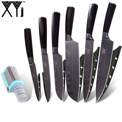 

XYj Kitchen Knives Stainless Steel Knife Set 7Cr17 Stainless Steel High Carbon Knife Automatic Sharpener kitchen Tools