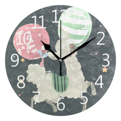 

Wall Clock Cute Flying Baby Animal Llama Round Wall Clock Arabic Numerals Design