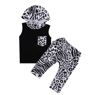 

2Pcs Cotton Baby Kids Boys Girls Outfits Hooded T-shirt Harem Pants Clothes Set