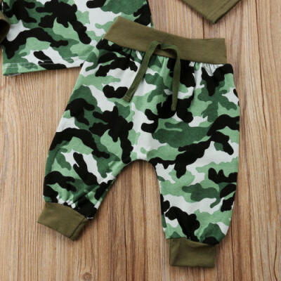 

Casual Newborn Baby Boys Girls Camo Tops T-shirt Pants Outfits Set Clothes 0-24M