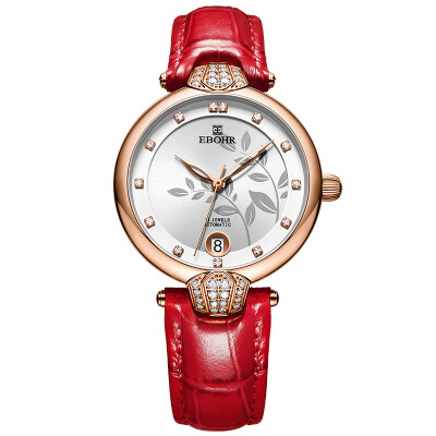 

According to wave (EBOHR) watch colorful series of fashion red leather belt mechanical watch 36080243