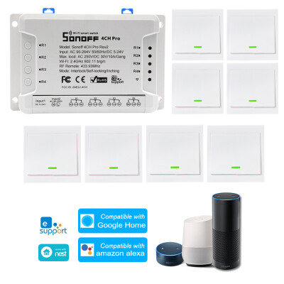

1PCS SONOFF 4CH Pro R2 ITEAD RF 433MHz 4 Gang WiFI Switch 3 Working Modes InchingSelf-LockingInterlock WiFi Smart Switch Compati