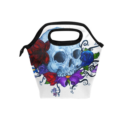 

Lunch Tote Bag Dark Skull Travel Picnic Insulated Lunch Handbags Portable Zipper Lunch Bag Box
