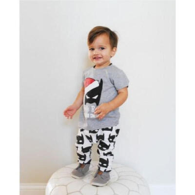 

Cute 2PCS Newborn Baby Boy T Shirt TopsBatman Pants Leggings Outfits Set Xmas