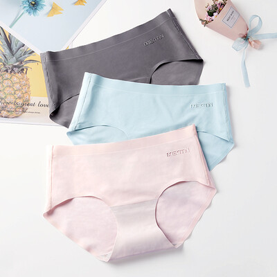 

US · ya · quite 4 loaded middle waist ladies underwear female ice silk no trace one type quick-drying cotton quilt antibacterial ultra-thin solid color summer t