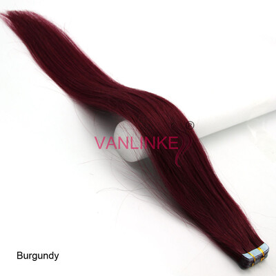 

PU Seamless Adhesive Skin Tape In Weft Womens Real Human Hair Extensions Straight 20pcsset