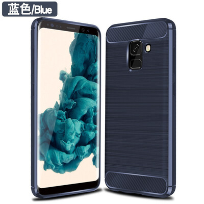

Fivice Samsung Galaxy A8 2018 case Brushed carbon fiber silicone anti-fall soft shell phone case