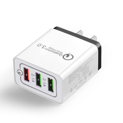 

Fast Phone Charger QC30 3 Ports USB EU US Plug Power Adapter Travel Charger Power Adaptor Socket Home Converter Wall Charger For