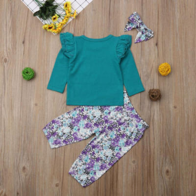 

Newborn Toddler Spring 3PCS Clothes Baby Girls Long Sleeve T-shirtPants Outfits