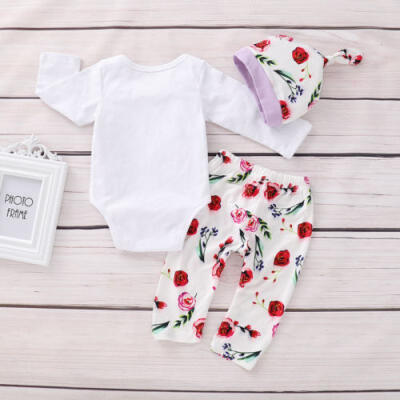 

US Stock Newborn Baby Girls Tops Romper Floral Pants Outfits Set Clothes 3-24M