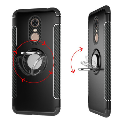 

Fivice Xiaomi Redmi 5 plus case PC metal ring shell magnetic car bracket TPU phone case