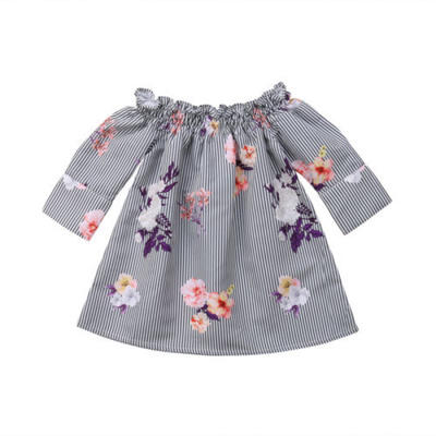 

US Princess Kids Baby Girl Dress Flower Party Tutu Dress Off Shoulder Clothes