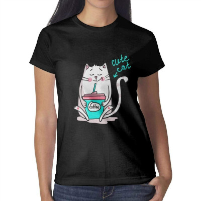 

Women Lazy cat Big cat Cotton T-Shirt Short-Sleeve Lovely tee