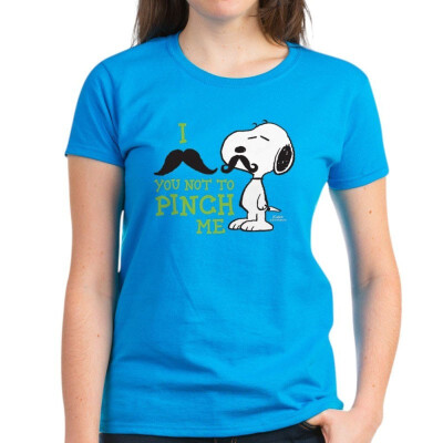 

CafePress - Snoopy - Mustache Your Not to Womens Dark T-Shirt - Womens Cotton T-Shirt